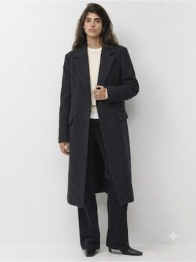 UNIQLO +J Jil Sander Charcoal Wool Blend Chesterfield Coat XS 90% Wool